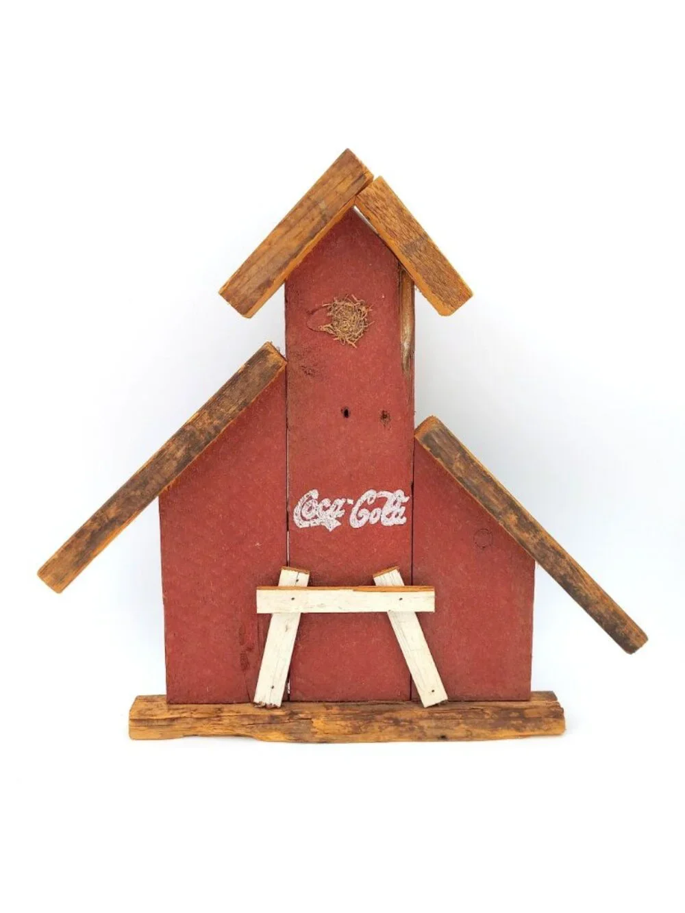 Coca Cola Barnwood Wall Art Birdhouse Barn Decor Reclaimed Farmcore Red Country